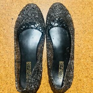 Elegant Black Glitter Flats